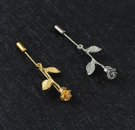 Dimensions Length: 9 Centimeters; Width: 3 Centimeters Same Day Shipping Rose Flower Lapel Pin Gold and Silver Metal Women Men Cloth Brooch pin Size: 6.4 cm , 2cm Rose Flower Lapel Pin God and Silver Metal Women Men Cloth Brooch pin Flower and Metal Gold and Silver Pin and Barrel. As a gift, for weddings, the office, date night Perfect every single day! This lapel flower adds an excellent pop of color to any outfit! Perfect Size for her dress, Tuxedo suit, jacket pin Lapel Pins Wedding, Men's Brooch, Couple Clothes, Rose Leaf, Formal Jewelry, Lapel Pins Mens, Flower Lapel Pin, Lapel Flower, Casual Jewelry