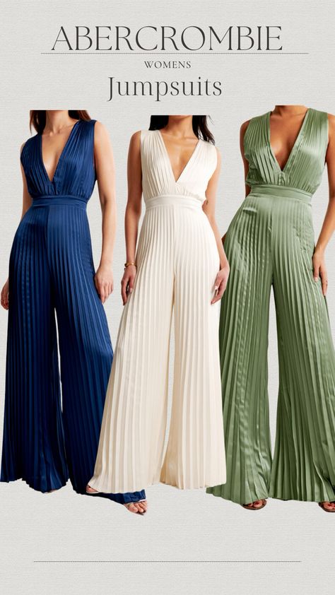 How perfect are these jumpsuits for a spring or fall wedding! With wedding season coming up these would be perfect for a bachelorette party or the wedding! #abercrombiefind #abercrombie Follow my shop @Lo_Novi1 on the @shop.LTK app to shop this post and get my exclusive app-only content! #liketkit #LTKwedding #LTKfindsunder100 #LTKstyletip @shop.ltk https://liketk.it/4seE5 Wedding Guest Outfit Jumpsuit, Neutral Jumpsuit, Jumpsuit Wedding Guest, Reception Outfit, Wedding Outfit Guest, Pleated Jumpsuit, Crepe Jumpsuit, Wedding Jumpsuit, Guest Attire