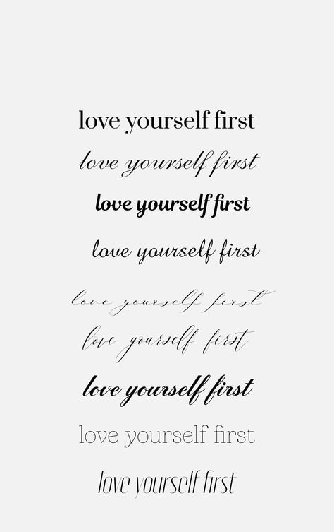 Tattoo For Loving Yourself, Love Yourself First Spine Tattoo, Love Your Self First Tattoo, Fall In Love With Yourself First Tattoo, Put Yourself First Tattoo, First Love Yourself Tattoo, Love Yourself Font, Love Yourself Tatuaje, Self Love Tattoo Wording