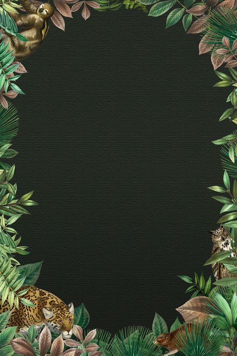 Jungle oval frame with design space black background | free image by rawpixel.com / Baifern Jungle Frame, Jungle Border, Beachy Boho Bedroom, Tropical Illustration, Free Illustration Images, Black Phone Wallpaper, Frame Vector, Jungle Wallpaper, Space Black