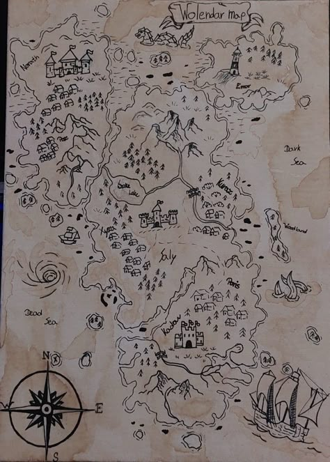 Map Drawing Inktober, Map Name Ideas, Diy Map Drawing, Fairytale Map Drawing, Fantasy Map Drawing Ideas Castle, Fairy Map Drawing, Cute Map Drawing, Imaginary Maps Drawings, Fantasy Map Names