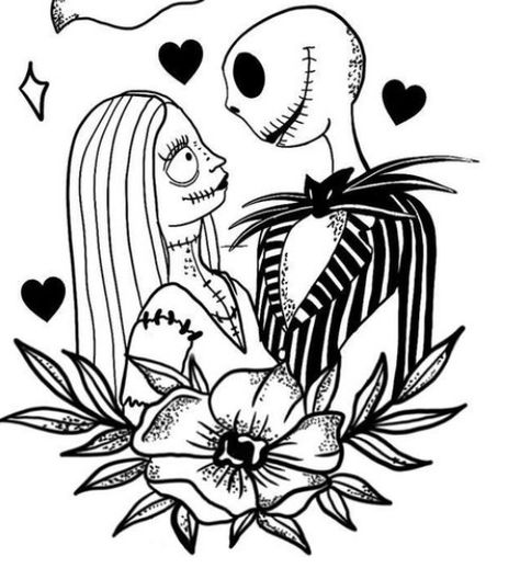 Jack And Sally Flash Tattoo, Jack And Sally Tarot Card Tattoo, Jack And Sally Nightmare Before Christmas, Jack And Sally Tattoo Stencil, Jack And Sally Coloring Pages, Jack And Sally Tattoo Design, Sally And Jack Drawing, Jack And Sally Tattoo, Sally Tattoo