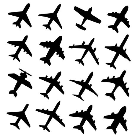 Airplane Sillouhette, Airplane Clipart Black And White, Airplane Outline, Plane Silhouette, Plane Vector, Black Pen Drawing, Plane Shapes, Airplane Illustration, Airplane Icon