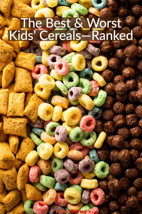 We compared some of the sugariest kids' cereals to some of the more nutrient-dense ones to determine the best and worst. #bestandworst #cereal #rankedfoods #kidfood #breakfastfood Low Fodmap Diet Plan, Fodmap Breakfast, Best Cereal, Kids Cereal, Cereal Brands, Lactose Free Milk, Cold Cereal, Healthy Cereal, Low Fodmap Diet