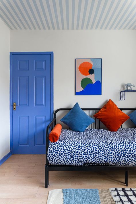 Blue and orange living room