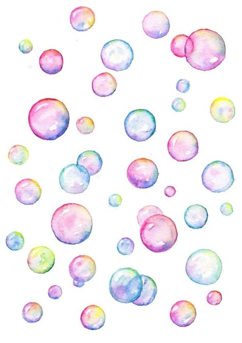 Water Colour Bubbles, How To Draw Bubbles On White Paper, Watercolor Blob Art, Watercolor Bubbles Painting, Watercolour Bubbles, Aquarell Inspiration Easy, Bubble Doodles, Watercolor Inspo Easy, Bubbles Doodle