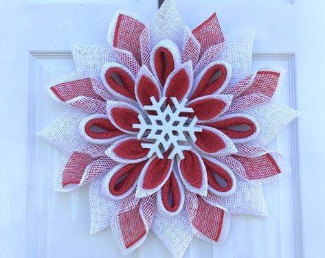 Christmas Wreath, Winter Wreath, Snowflake Wreath, Holiday Wreath, Holiday Decor, Winter Decor, Christmas Decor, Christmas Gift, - Etsy Red White Christmas Wreath, Christmas Flower Wreaths, Wreath With Garland, Christmas Deco Mesh Wreaths, Couronne Diy, White Christmas Wreath, Front Door Christmas Decorations, Snowflake Wreath, Gift Wreath