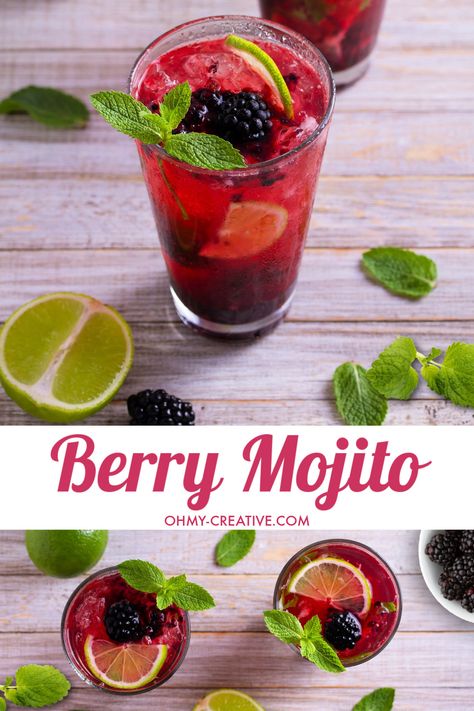 Beat the heat with this refreshing Berry Mojito Recipe. It's perfect for summertime sipping! This drink is made with rum, mint, and berries. It's easy to make and delicious too! Bring the tropics home when you serve this mixed berry mojito. You blackberries, raspberries, blueberries or strawberries to mix up this tasty summer cocktail! Mixed Berry Mojito, Berry Mojito Recipe, Tequila Mojito Recipe, Best Rum For Mojitos, Mojito Recipe Pitcher, Tequila Mojito, Berry Mojito, Yummy Summer Cocktails, Raspberry Mojito