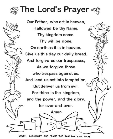 free printable bible coloring pages | Bible-Printables: Lord's Prayer Coloring Pages - The Lords Prayer text ... Lords Prayer, Lord’s Prayer, The Lord's Prayer, Bible Printables, Kids Bible, Bible Coloring Pages, Sunday School Activities, Lord's Prayer, Prayers For Children