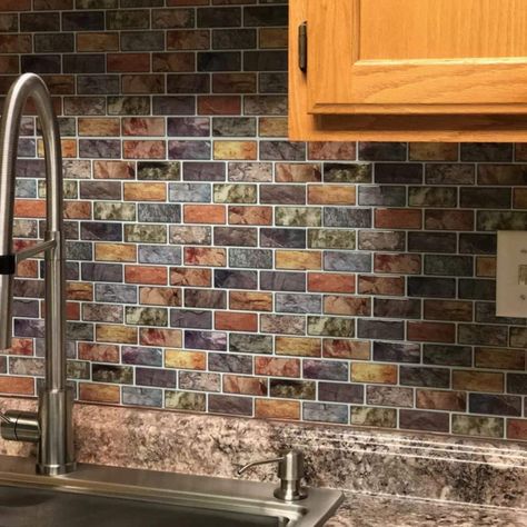 Vinyl Backsplash, Tile Backsplash Bathroom, Self Adhesive Wall Tiles, Stick Tile Backsplash, Tile Covers, Tile Edge, Peel N Stick Backsplash, Bathroom Backsplash, Peel And Stick Vinyl