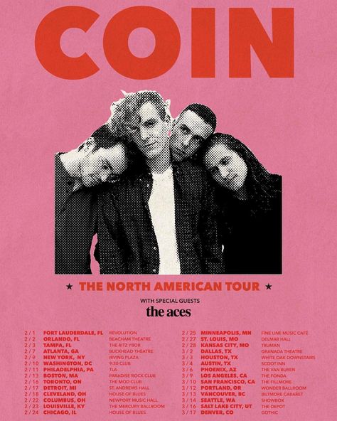 6,612 Likes, 273 Comments - COIN (@coin) on Instagram: “LESS THAN 2 WEEKS. NEW MUSIC, NEW STAGE, NEW MERCH, NEW EVERYTHING.” Vintage Music Posters, Music Collage, Dorm Posters, Music Pics, Picture Collage Wall, Tour Posters, Tour Dates, Band Posters, Graphic Design Poster