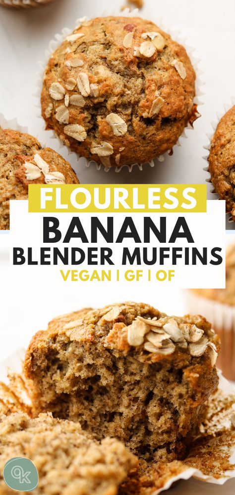 Vegan Muffins Healthy, Blender Banana Muffins, Banana Muffins Vegan, Flourless Banana Muffins, Muffins Chocolate Chip, Banana Oatmeal Muffins Healthy, Okonomi Kitchen, Recipes Muffins, Diy Brunch