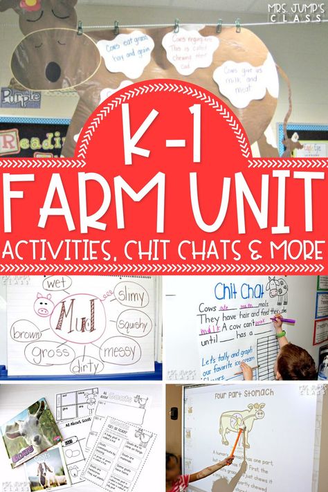 Farm Animal Lesson Plans Kindergarten, 1st Grade Farm Unit, Farm Unit Study Kindergarten, Farm Cvc Activities, Farm Animal Writing Kindergarten, Farm Animals Activities For Elementary, Animal Unit Kindergarten, Farm Science Activities Kindergarten, All About Cows Kindergarten