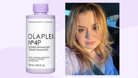 As someone who has been (fake) blonde for decades, I know a thing or two about brassiness. These unwanted warm tones can make blonde look too yellow or even red-orange. Purple shampoo can help neutralize these tones but it can be seriously drying to strands. Olaplex Purple Shampoo, Fake Blonde, Orange Blonde, Brassy Blonde, Brassy Hair, Toning Shampoo, Bright Blonde, Purple Shampoo, Damaged Hair Repair