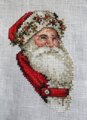 Santa Bellpull, Carol Elmer, March 2011 Cross Stitch Santa, Santa Cross Stitch, Holiday Cross Stitch, Xmas Cross Stitch, Cross Stitch Christmas, Just Cross Stitch, Winter Cross Stitch, Cross Stitch Christmas Ornaments, Cross Stitch Love