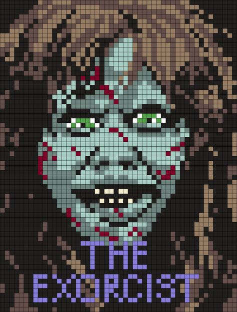 The Exorcist Poster Perler Bead Pattern / Bead Sprite Horror Movie Perler Beads, The Exorcist Poster, Exorcist Poster, Embroidery Kawaii, Kawaii Quotes, Viking Pagan, Poster Square, I Love Halloween, Animal Food