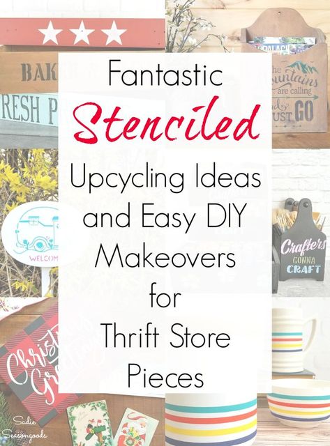 If you've been looking for some inspiration for stenciling projects and DIY makeovers on thrift store or yard sale pieces, then this is the collection you need! These upcycling ideas from Sadie Seasongoods all use vinyl stencils or handmade stencils from painter's tape - tons of inspiration and repurposed projects to feed your creative soul. #stencil #stenciled #stenciling #upcyclingideas #howtostencil #stencileddecor #stenciledprojects #upcycled #upcycling #repurposed #thriftstoremakeovers Handmade Stencils, Upcycling Ideas Diy, Repurposed Projects, Thrift Store Makeover, Old Greeting Cards, Vintage Photo Album, Amazing Crafts, Stencil Projects, Upcycling Ideas