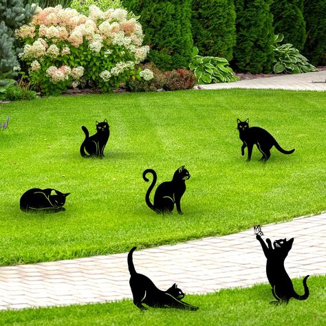 PRICES MAY VARY. Package Inclusion: every package includes 6 pieces of black cat decorations with different sizes and shapes; This means you'll get enough pieces to style your garden creatively, and you can scatter them across different places or group them together for a concentrated look, offering you a complete set for your garden beautification Waterproof Material: our black cat yard stakes are made of metal, ensuring robustness and strength; The solid metal construction ensures these cat de Yard Statues, Fairy Trees, Cat Decorations, Cat Lovers Gifts, Black Cat Decor, Black Cat Silhouette, Statue Decor, Decorative Garden Stakes, Metal Cat