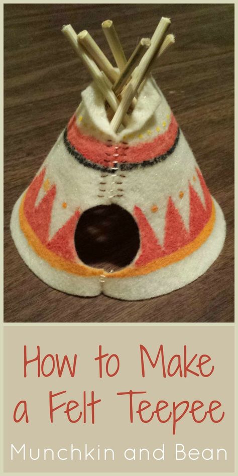 How to Make a Felt Teepee -  I created three felt teepees for my children to play with in their Native American themed small worlds for our unit study. They are easy to make and are a great addition to small world play! #howto   #diy   #tutorial   #feltcrafts   #nativeamerican   #teepee   #homeschooling   #unitstudy   #smallworld Native American Projects, Diarama Ideas, American Indian Crafts, Medicine Bags, Arts And Crafts For Adults, Arts And Crafts For Teens, Indian Arts And Crafts, Native Crafts, Native American Crafts