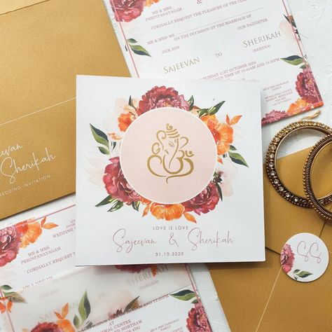 Hindu Wedding Invitation With Ganesha Names and Ganesha Logo - Etsy New Zealand Ganesha Names, Ganesha Logo, Hindu Wedding Invitation Cards, Wedding Card Design Indian, Simple Wedding Cards, Indian Wedding Invitation Card Design, Hindu Wedding Invitations, Hindu Wedding Cards, Custom Menu