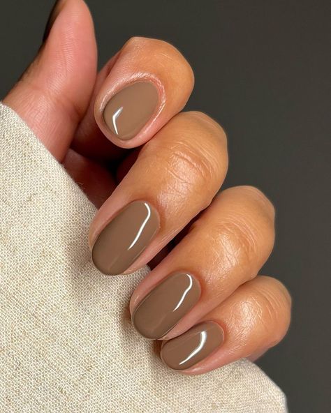 Neutral Round Nails, Autumn Nails Oval, Nails Earth Tones, Oval Fall Nails, Natural Fall Nails, Nails Gel Overlay, Light Brown Nails, Gel Overlay Nails, Natural Nails Gel