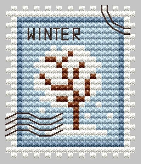 Winter Postage Stamp cross stitch chart designed by Kate Spiridonova.  ATTENTION! Fabric and threads are not included! Cross stitch charts are intended for personal use only and can't be distributed any way. Cross Stitch Patterns Free Printable Charts, Stamp Cross Stitch, Sweater Ornaments, Stitching Ideas, 2023 Year, Cross Stitch Freebies, Stitch Sweater, Printable Chart, Winter Cross Stitch