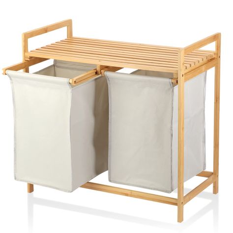 Divided Laundry Hamper, Laundry Basket Shelves, Beige Nature, Tall Laundry Basket, Laundry Organizer, Double Laundry Hamper, Laundry Bedroom, Laundry Basket Storage, Laundry Hamper With Lid