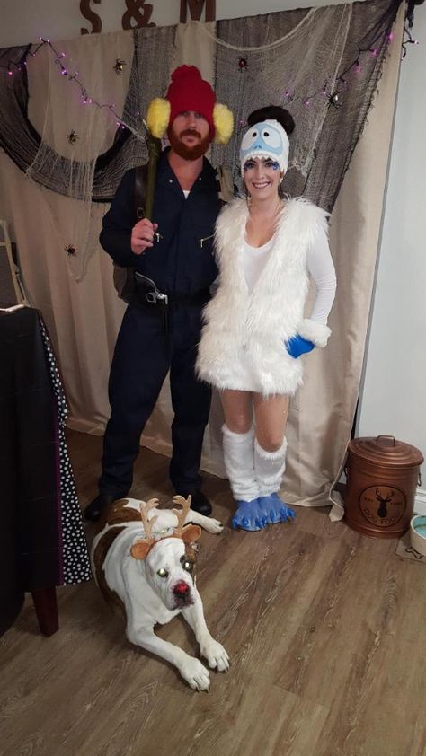 Rudolph Halloween Costume, Christmas Couple Costume Ideas, Christmas Movie Couples Costumes, Yukon Cornelius Costume, Abominable Snowman Costume Women, Christmas Duo Costumes, Couples Christmas Costumes, Christmas Couples Costumes, Christmas Movie Characters Dress Up