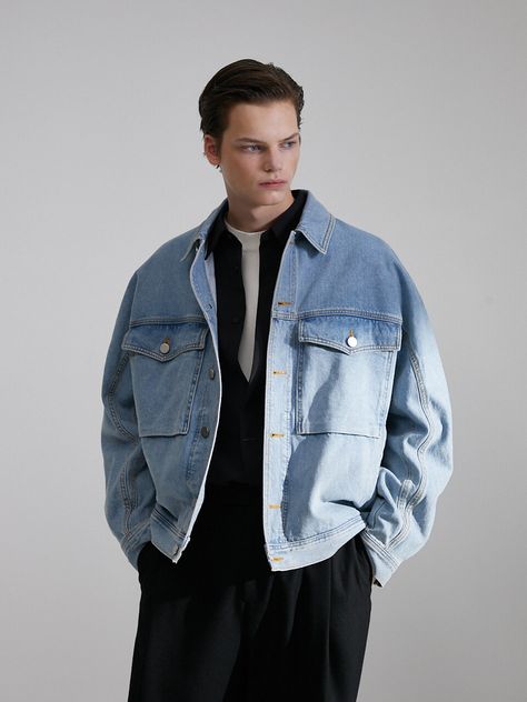 Editor's NotesEVENER's denim trucker jacket has made your outfit trendy yet classic.- Button closure- Flap pocket detail- Tuck at the cuffs- Over fit silhouette- Versatile itemMeasurements(in.)2/3- Total length: 25.98 / 26.77 in.- Sleeve length from center back: 35.82 / 36.61 in.- Chest: 49.21 / 51.18 in.- Hem: 39.37 / 41.33 in.Model infoMan - Height: 6'13 Fitting size 3Composition & Care- 100% Cotton- Please check the care labelDesigner- by EVENER Denim Trucker Jacket, Streetwear Men, Streetwear Men Outfits, Trucker Jacket, Casual Coat, Pocket Detail, Casual Jacket, Flap Pocket, Street Wear