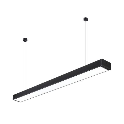 Acrylic Linear LED Hanging Light Minimalism Black/White Ceiling Pendant Lamp for Office, 2"/3"/4" Wide Hanging Lamp Office, Office Hanging Lights, Linear Lighting Design, Office Pendant Lighting, Square Led Ceiling Lights, Black And White Office, Office Ceiling, Linear Pendant Light, White Office