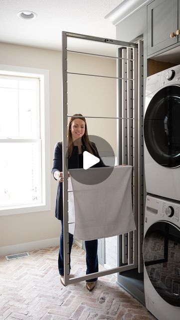 EH Design | Interior Design on Instagram: "Our projects mudroom/laundry room has gone viral and you’re all wondering what these vertical slats are! These amazing sliders are drying racks!! #mudroomgoals   #remodeling #newbuild #wearevivir #idcoathome #remodel #bhghome #bhilivebeautifully #smmakelifebeautiful #smpliving #timelessdesign #howyouhome #myhousebeautiful #howihaven #southernliving #southernlivingmag #smmakelifebeautiful" Vertical Drying Rack Laundry, Laundry Room Drying Rack, Vertical Slats, Mudroom Laundry, Mudroom Laundry Room, Drying Racks, Drying Rack Laundry, Laundry Room Remodel, Room Remodel