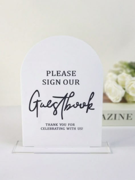 White-sign Guest Book  Collar  PMMA   Embellished   Home Decor Sign For Gift Table, Wedding Guest Book Signs, Wedding Signs For Reception, Cards And Gifts Sign Wedding, Guest Book Sign Wedding, Please Sign Our Guest Book, Wedding Yard, Cards And Gifts Sign, Reception Sign