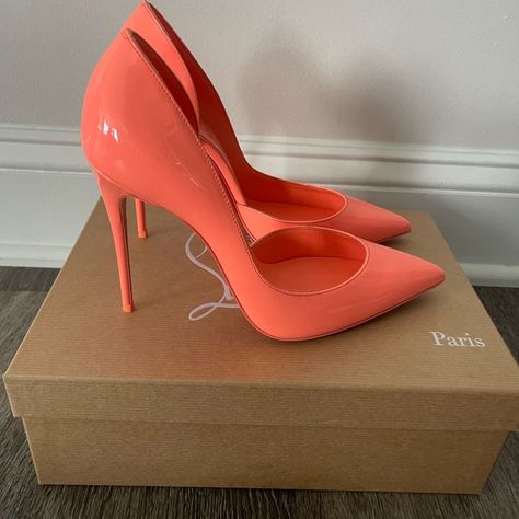 Orange High Heels, Pinterest Feed, Orange Heels, Fashion Shoes Heels, Shoes Heels Classy, Cute Shoes Heels, Rossi Shoes, Orange Shoes, Christian Louboutin Heels