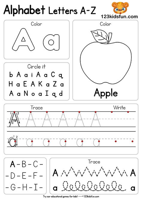 Free Alphabet Practice A-Z Letter Worksheets | 123 Kids Fun Apps Prekindergarten Worksheets, Hayden Lee, Handwriting Worksheet, Preschool Activities Printable, Letter Practice, Letter Worksheets For Preschool, Printable Alphabet Worksheets, خريطة ذهنية, Abc Worksheets