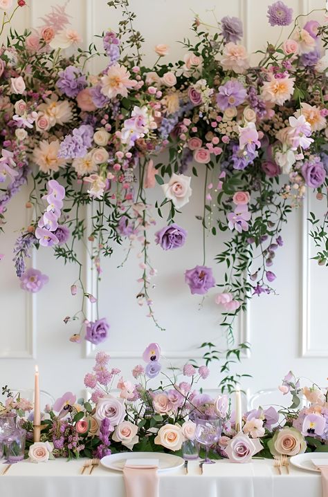 Save & follow for more inspiration! This stunning floral arrangement features a cascade of pastel blooms in shades of lavender, lilac, pale pink, and cream. Perfect for weddings or special occasions, the romantic design adds an elegant touch to any setting. Ideal for those seeking modern, sophisticated decor ideas or looking to purchase beautiful art prints of the image. #FloralInspiration #WeddingDecor #PastelFlowers #ElegantDesign #HomeDecor #ArtPrints #imageprompt #Aiimage Pastel Lilac Wedding Theme, Lavender Pink Wedding Theme, Lilac Aesthetic Wedding, Lilac Spring Wedding, Lilac And Olive Green Wedding, Spring Wedding Lilac, White And Light Purple Wedding, Lilac Wedding Florals, Lilac And Green Wedding Theme