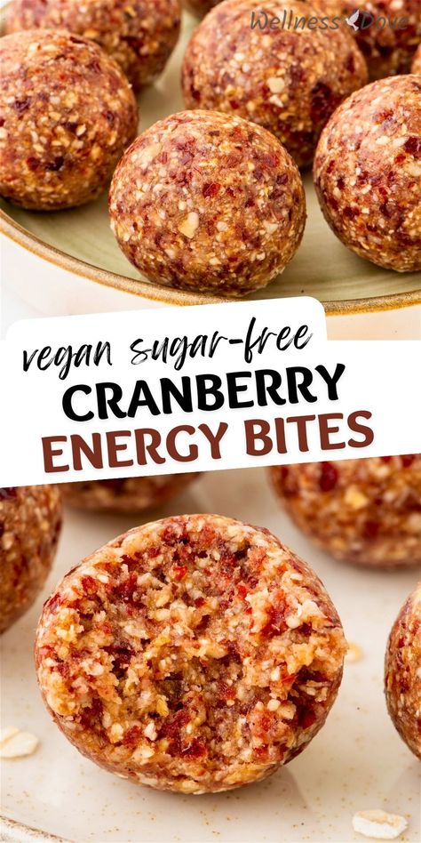 Enjoy the simplicity of these no-bake Cranberry Oatmeal Energy Bites. They are naturally sweetened,  quick and easy to make. Loaded with cashews, cranberries, and oats, they offer a healthy and delectable option for snacking or dessert. Energy Bites No Oats, Healthy Bites No Bake, Gluten Free Energy Balls No Bake, Sugar Free Energy Dessert, Energy Balls No Oats, Vegan Energy Bites, Recipes With Fresh Cranberries Healthy, Easy Prep Breakfast Ideas, Cranberry Pulp Recipes