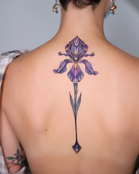 Art Nouveau iris 💜 ▪️Done by: @colour.splash.tattoo ▪️Email: inquiry@flowtattoo.com #tattoo #mbyn #ink #inked #tattootoronto #tattooer… | Instagram Colour Splash Tattoo, Splash Tattoo, Art Nouveau Iris, Art Deco Tattoo, Art Nouveau Tattoo, Iris Tattoo, Nouveau Tattoo, Gorgeous Tattoos, 1 Tattoo