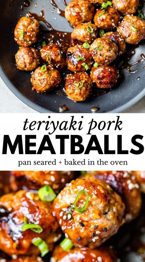 Asian Pork Meatballs Easy Recipes, Healthy Pork Meatballs, Easy Pork Meatballs Recipe, Sauce For Pork Meatballs, Pork And Chicken Meatballs, Recipes That Use Ground Pork, Chinese Pork Meatballs, Meatball Sauce Ideas, Ground Pork Meatball Recipes