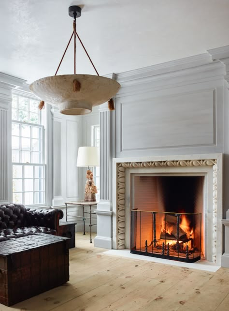 Steven Gambrel, Colonial Revival House, French Inspired Home, Ocean Home, Interior Design Books, Harbor House, Bedroom Fireplace, Ocean House, Guest Cottage