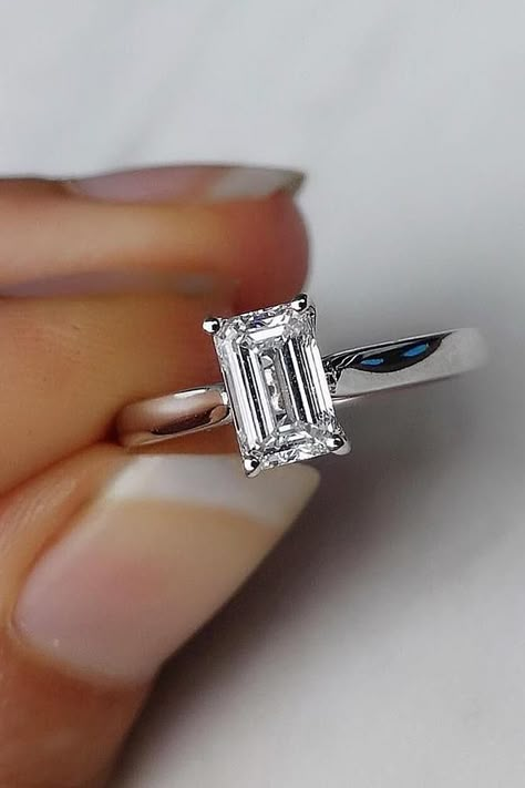 Different Engagement Ring Cuts, Engagement Rings Emerald Cut, Engagement Rings Classic, Rings Emerald Cut, Engagement Rings Emerald, Emerald Cut Engagement Rings, Kibbe Dramatic, Rings Emerald, Bauhaus Inspired