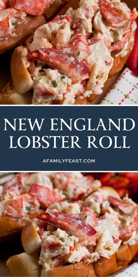 New England Lobster Roll - A Family Feast® Lobster Sauce Recipe Creamy, Cooked Sandwiches, Seafood Rolls, Bananas Dessert, New England Lobster Roll, Seafood Board, Cooked Lobster, Lobster Roll Recipes, Delicious Salmon Recipes