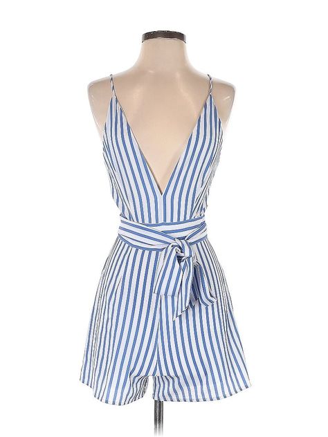 GB Romper Size: X-Small Dresses - used. No Fabric Content, Stripes | GB Romper: Blue Stripes Rompers - Size X-Small Small Dresses, Blue Romper, Striped Rompers, Blue Stripes, Women Handbags, Rompers, Stripes, Handbags, For Women