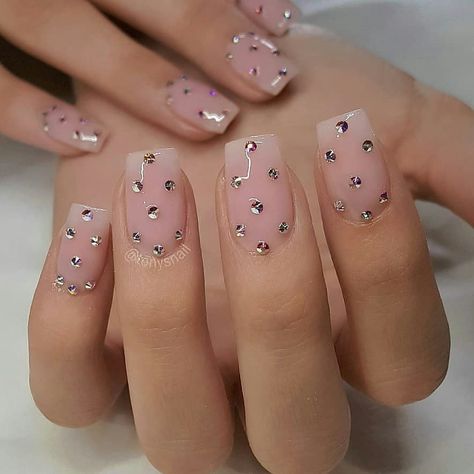 100+ Pretty Nail Desighs for Women 2019 - Rose idea - The best ideas for fashion Mosaic Nails, Nails With Gems, Gem Nail Designs, Acrylic Nails Natural, Nail Diamond, Diamond Nail Designs, Nails Design With Rhinestones, Gem Nails, Diamond Nails