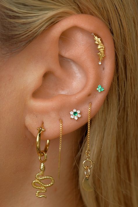 Ear Art, Cool Ear Piercings, Studio Jewelry, The Oracle, Stacked Earrings, Ear Stack, Snake Earrings, Earrings Inspiration, Classy Jewelry