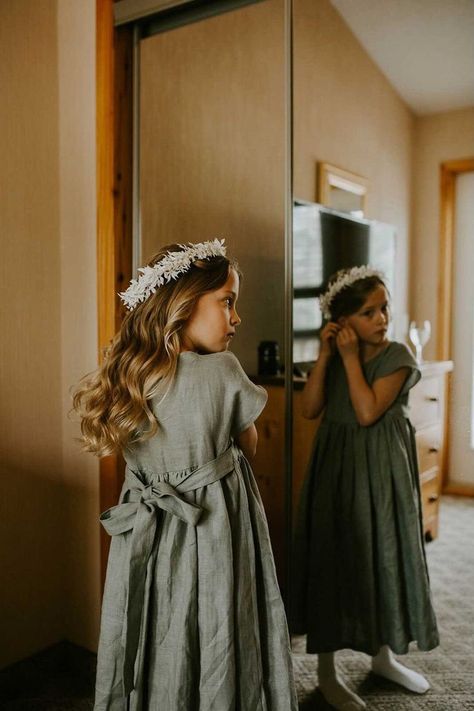 Sage Flower Girl Dress Communion Dress Rustic Flower Girl | Etsy Australia Sage Flower Girl Dress, Fall Flower Girl, Fall Flower Girl Dresses, Flower Girl Inspiration, Girls Boho Dress, Green Flower Girl Dresses, Sage Green Flowers, Rustic Flower Girl Dress, Boho Flower Girl