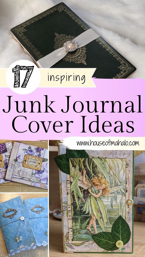 Diy Journal Covers Ideas, Cover For Junk Journal, Decorating Book Covers Diy Journals, Decoupage Journal Cover, Journal Book Covers Ideas, Diy Journal Ideas Cover Handmade, Junk Journal With Cricut, Altered Book Covers Ideas, Quotes For Junk Journals