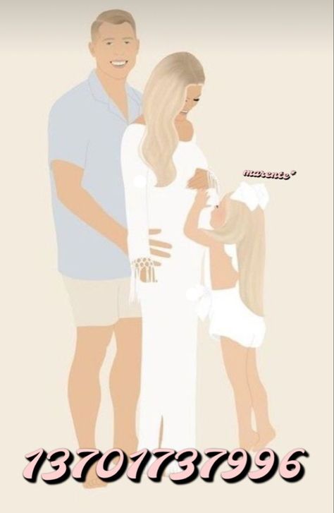 Cute Family Illustration, Preppy Bloxburg, Family Picture Drawing, Custom Illustrated Family Portrait, Ed Wallpaper, Picture Codes, Sims 4 Couple Poses, Bloxburg Outfits, Cute Family Pictures