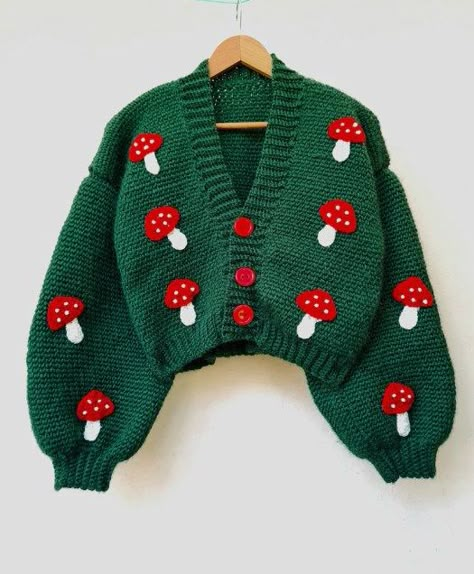 Crochet Cardigan Mushroom, Mushroom Sweater Crochet Pattern, Matching Set Crochet Pattern, Crochet Fruit Cardigan, Mushroom Crochet Cardigan, Crochet Mushroom Sweater, Crochet Mushroom Top, Oversized Cardigan Crochet Pattern, Mushroom Crochet Pattern Free