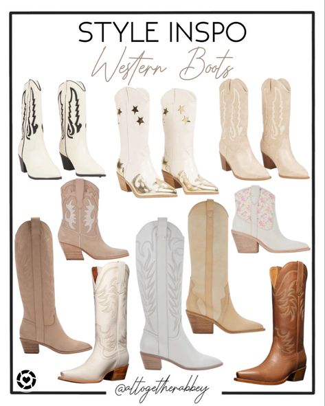 Bridesmaid Cowgirl Boots, Beige Cowgirl Boots, Nashville Boots, Cowboy Outfits For Women, Best Cowboy Boots, Cowgirl Boots Outfit, Girls Brunch, Nashville Style, Boots Cowgirl