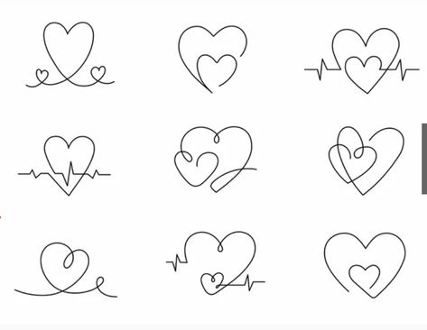 Continuous Heart Tattoo, Different Heart Designs, I Love You Design Art, Cute Heart Doodles, Heart Line Art, Hearts Svg, Wire Knitting, Svg Heart, Hand Lettering Art